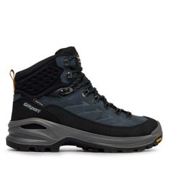 Trekkingi Grisport. Niebieskie botki sznurowane Grisport, bez wzorów, bez obcasa, bez zapięcia. Za 449.99 zł.