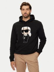 KARL LAGERFELD Bluza 705075 544950 Czarny Regular Fit. Czarne bluzy KARL LAGERFELD, m, bez wzorów, z bawełny, bez kaptura. Za 1,049.00 zł.