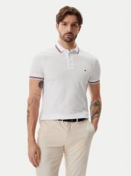 Tommy Hilfiger Polo Tipped MW0MW37346 Biały Slim Fit. Białe koszulki polo Tommy Hilfiger, m, bez wzorów, z bawełny, bez kołnierzyka, bez ramiączek. Za 269.99 zł.