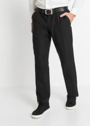 Spodnie lniane Regular Fit Straight z wygodnym paskiem. Czarne eleganckie spodnie bonprix, m. Za 199.99 zł.