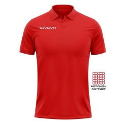 Polo Givova z kieszenią z siatki, krótki rękaw. Czerwone koszulki polo Givova, bez wzorów, z dzianiny, bez kołnierzyka, bez ramiączek. Za 172.99 zł.