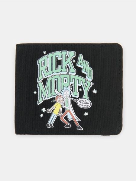 Portfel z nadrukiem Rick and Morty - czarny. Czarne portfele Sinsay, bez wzorów. Za 25.99 zł.