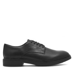 Półbuty Badura. Czarne eleganckie półbuty Badura, bez wzorów, bez obcasa, bez zapięcia. Za 299.99 zł.