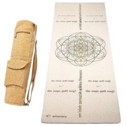 Mata do jogi z gumy i konopi 4,5 mm + torba ze skóry korkowej mantra pokoju. Brązowe torby na ramię ACHAMANA, bez wzorów, z bawełny, na ramię, duże, z nadrukiem, bez dodatków. Za 529.00 zł.