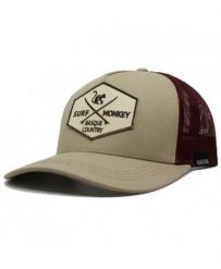 Czapka Trucker - 5 Paneli / Z Recyklingu / Jeden Rozmiar (Beżowy/Bordowy). Czerwone czapki z daszkiem SURF MONKEY, z aplikacjami, z bawełny. Za 159.95 zł.