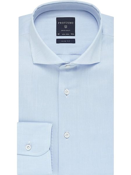 PROFUOMO Koszula - Slim fit - w kolorze błękitnym rozmiar: 43. Niebieskie koszule PROFUOMO, bez wzorów, z bawełny, bez kołnierzyka, bez ramiączek. Za 153.71 zł.