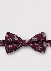 PAKO LORENTE – Bordowa mucha męska we wzór paisley. Czerwone krawaty i muchy Pako Lorente, bez wzorów, z poliesteru. Za 69.99 zł.