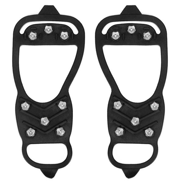 Raczki na buty turystyczne, antypoślizgowe nakładki kolce rozmiar 41-45 czarne. Czarne buty trekkingowe SPRINGOS, bez wzorów, bez zapięcia. Za 11.99 zł.