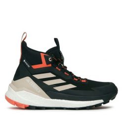 Trekkingi adidas. Czarne botki sznurowane Adidas, bez wzorów, z gore-texu, bez obcasa, bez zapięcia. Za 999.99 zł.