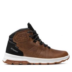 Trekkingi Grisport. Brązowe botki sznurowane Grisport, bez wzorów, bez obcasa, bez zapięcia. Za 389.99 zł.