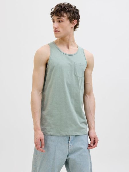 Jack & Jones Top "Jake" w kolorze jasnozielonym rozmiar: L. Zielone bezrękawniki Jack & Jones, l, bez wzorów, z bawełny, bez kołnierzyka, bez ramiączek. Za 43.99 zł.
