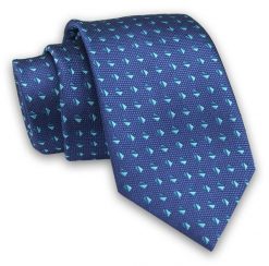 Granatowo-Miętowy Elegancki Męski Krawat -ALTIES- 7cm, Stylowy, Klasyczny, Wzór Geometryczny. Niebieskie krawaty i muchy Alties, bez wzorów, z tkaniny. Za 49.00 zł.