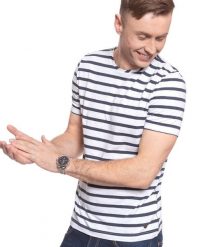MĘSKI T-SHIRT MUSTANG ALEX C Y/D STRIPES 1009045 11573. T-shirty Mustang, m, bez wzorów, bez kołnierzyka, bez ramiączek. W wyprzedaży za 39.99 zł.