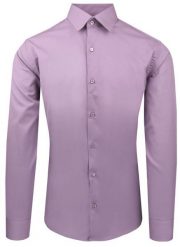 Wrzosowa Koszula Bawełniana o Taliowanym Kroju, Jednokolorowa. Fioletowe koszule Pazzani, bez wzorów, z bawełny, bez kołnierzyka, bez ramiączek. Za 169.00 zł.