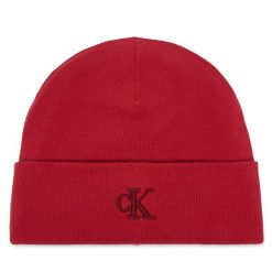 Czapka Calvin Klein. Czerwone czapki zimowe CALVIN KLEIN, bez wzorów. Za 129.99 zł.