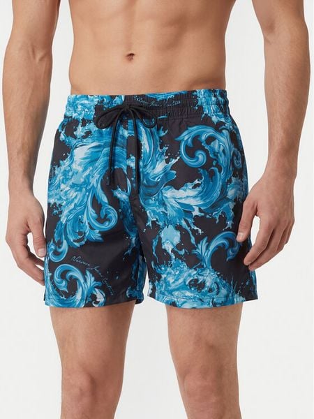 Versace Jeans Szorty sportowe 80GAD11D Czarny Regular Fit. Czarne krótkie spodenki sportowe Versace Jeans, m, bez wzorów, z jeansu. Za 969.99 zł.