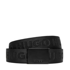 Pasek Męski HUGO. Czarne paski Hugo, bez wzorów. Za 239.99 zł.