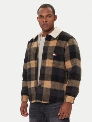 Tommy Jeans Kurtka przejściowa Check Teddy DM0DM22010 Beżowy Regular Fit. Brązowe kurtki Tommy Jeans, m, bez wzorów, z jeansu, bez kaptura. Za 699.99 zł.