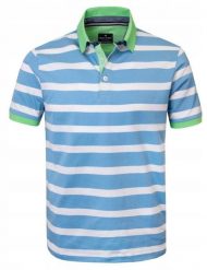 Męska Koszulka Polo - Pako Jeans - Biało-Niebieska w Paski. Niebieskie koszulki polo Pako Jeans, l, bez wzorów, z bawełny, bez kołnierzyka, bez ramiączek. Za 129.00 zł.