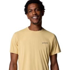 Koszulka sportowa męska Columbia Zero Rules. Żółte t-shirty sportowe Columbia, bez wzorów, z poliesteru, bez ramiączek. W wyprzedaży za 141.55 zł.