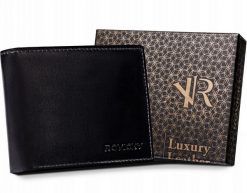 Portfel męski Rovicky [DH] R-RM-11-GCL czarny. Czarne portfele ROVICKY, bez wzorów, ze skóry. Za 57.99 zł.