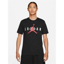 Koszulka sportowa męska Nike Air Jordan Wordmark. Czarne t-shirty sportowe Nike, bez wzorów, z bawełny, bez ramiączek. Za 244.00 zł.