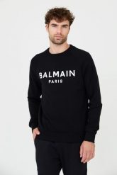 BALMAIN Czarna bluza Printed Sweatshirt. Czarne bluzy Balmain, m, bez wzorów, bez kaptura. W wyprzedaży za 1,999.99 zł.