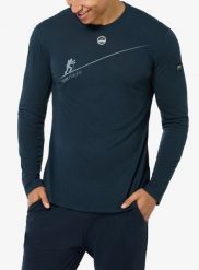 Koszulka z długim rękawem Super.natural HZSG Haute Route LS. Niebieskie bielizna termoaktywna super.natural, m, bez wzorów, z materiału, bez ramiączek, narciarskie. Za 301.39 zł.