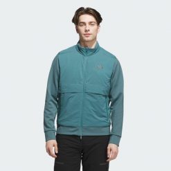 Kurtka Ultimate365 Tour Frostguard Full-Zip. Niebieskie kurtki Adidas, bez wzorów, bez kaptura. Za 999.00 zł.