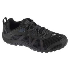 Buty trekkingowe męskie, Maipo Explorer Aerosport. Czarne trekkingi Merrell, bez wzorów, bez zapięcia. Za 399.99 zł.