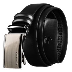 Czarny pasek męski z automatyczną klamrą wykonany ze skóry naturalnej Peterson PTN A020-AB-BLACK. Czarne paski Peterson, bez wzorów, ze skóry, eleganckie. Za 68.99 zł.