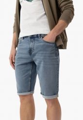 Niebieskie szorty jeansowe E-MEXT. Niebieskie szorty Volcano, m, bez wzorów, z jeansu, klasyczne. Za 159.99 zł.