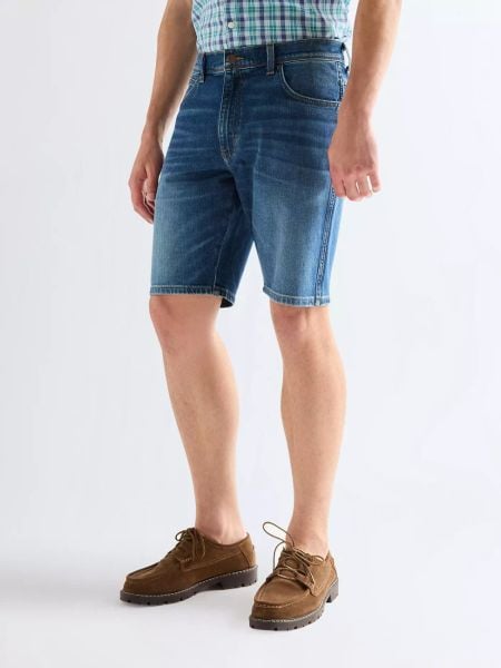 MESKIE SZORTY WRANGLER TEXAS SHORTS STORMFORGE BLUE 112377789. Niebieskie szorty Wrangler, bez wzorów, z jeansu. Za 159.99 zł.