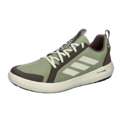 Buty trekkingowe adidas Terrex Boat. Zielone buty turystyczne Adidas, na lato, bez wzorów, z materiału, bez zapięcia, trekkingowe, adidas terrex. Za 313.00 zł.