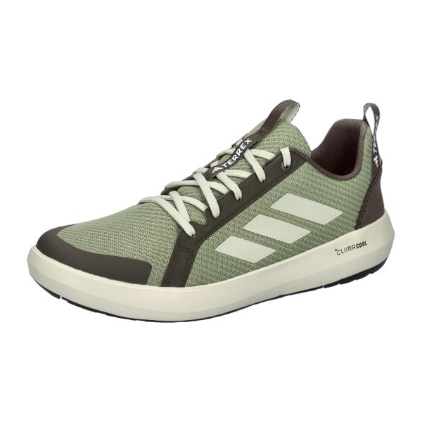 Buty trekkingowe adidas Terrex Boat. Zielone buty turystyczne Adidas, na lato, bez wzorów, z materiału, bez zapięcia, trekkingowe, adidas terrex. Za 410.60 zł.
