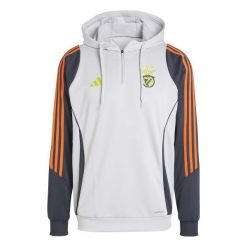 Bluza treningowa Benfica Lisbonne Tiro 2024/25. Szare bluzy z kapturem Adidas, bez wzorów, z materiału, z kapturem. Za 255.30 zł.