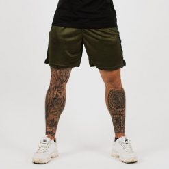 Szorty męskie fitness regular zielone Vertical. Zielone krótkie spodenki sportowe GYMBEAM, l, bez wzorów, z materiału. Za 54.90 zł.