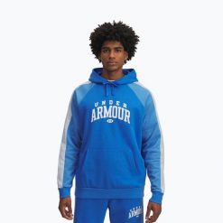Bluza Under Armour Rival Fleece Colorblock Hoodie. Niebieskie bluzy Under Armour, bez wzorów, bez kaptura. Za 249.99 zł.
