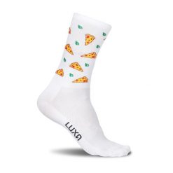 Skarpetki Rowerowe dla dorosłych LUXA Pizza Time. Białe skarpety LUXA, bez wzorów, z elastanu. Za 69.00 zł.