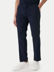 Calvin Klein Spodnie materiałowe LV04LF609G Granatowy Straight Fit. Niebieskie spodnie materiałowe CALVIN KLEIN, m, bez wzorów, z materiału. Za 369.99 zł.