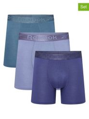 Reebok Bokserki (3 pary) "Brayan" w kolorze fioletowo-turkusowym rozmiar: L. Różowe bokserki Reebok, l, bez wzorów. Za 64.45 zł.
