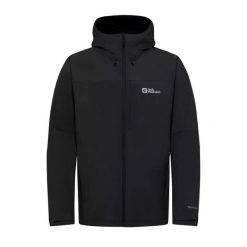 Kurtka męska przeciwdeszczowa Jack Wolfskin NEW SMU HIGHLAND. Czarne kurtki Jack Wolfskin, l, bez wzorów, bez kaptura. Za 729.00 zł.