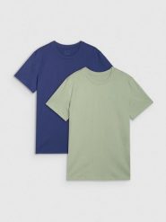 4F T-shirt regular gładki męski (2-pack) - granatowy+khaki M. Brązowe t-shirty 4F, m, bez wzorów, z bawełny, bez kołnierzyka, bez ramiączek. Za 89.99 zł.