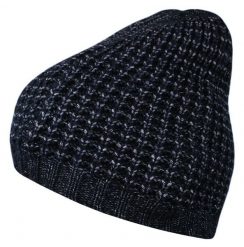 Granatowa Jesienno-Zimowa Męska Czapka, Ciepła - Pako Jeans- Melanż, Robiona na Drutach. Niebieskie czapki zimowe Pako Jeans, bez wzorów, z jeansu. Za 24.90 zł.