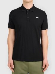 4F Koszulka polo w kolorze czarnym rozmiar: XL. Czarne koszulki polo 4F, xl, bez wzorów, bez kołnierzyka, bez ramiączek. Za 57.33 zł.