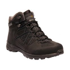 Buty trekkingowe męskie Regatta Samaris II Mid wodoodporne. Czarne buty trekkingowe Regatta, bez wzorów, bez zapięcia. W wyprzedaży za 283.00 zł.