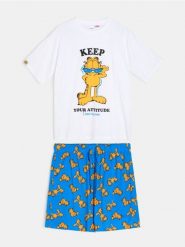 Bawełniana piżama dwuczęściowa Garfield - wielobarwny. Piżamy Sinsay, l, bez wzorów, z bawełny, bez ramiączek. Za 45.99 zł.