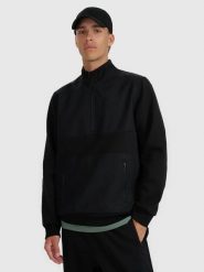 BLUZA MĘSKA DRESOWA 4F Z ZAMKIEM DO POŁOWY INTERLOCK TSWSM1947 KOLOR CZARNY. Czarne bluzy bez kaptura 4F, l, bez wzorów, z dresówki, bez kaptura. Za 199.99 zł.