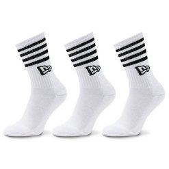 Zestaw 3 par wysokich skarpet unisex New Era. Białe skarpety New Era, bez wzorów. Za 59.99 zł.