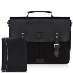 Zestaw torba i portfel czarny Paolo Peruzzi GA480. Czarne portfele Paolo Peruzzi, bez wzorów, z bawełny. Za 359.99 zł.